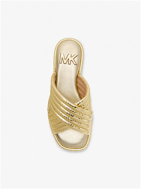 michael kors portia sandal reviews|Portia Quilted Metallic Snake Embossed Leather Slide .